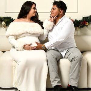 Meshki Cream/White Long Sleeve Dress